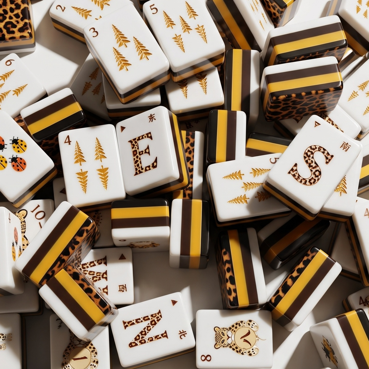Wild Leopard Mahjong Tiles