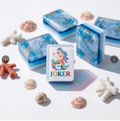 Mahjong Set Ocean Mermaid | Turquoise Blue Gold Foil Tiles | Blue White Striped Back | Complete 160 Piece American Mah Jongg