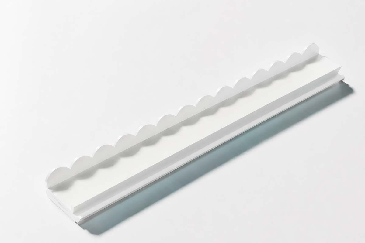 Scalloped Wood Tile Rack Set - White