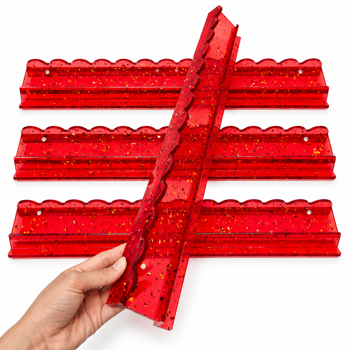 Merry and Bright Acrylic Rack Set  Cranberry