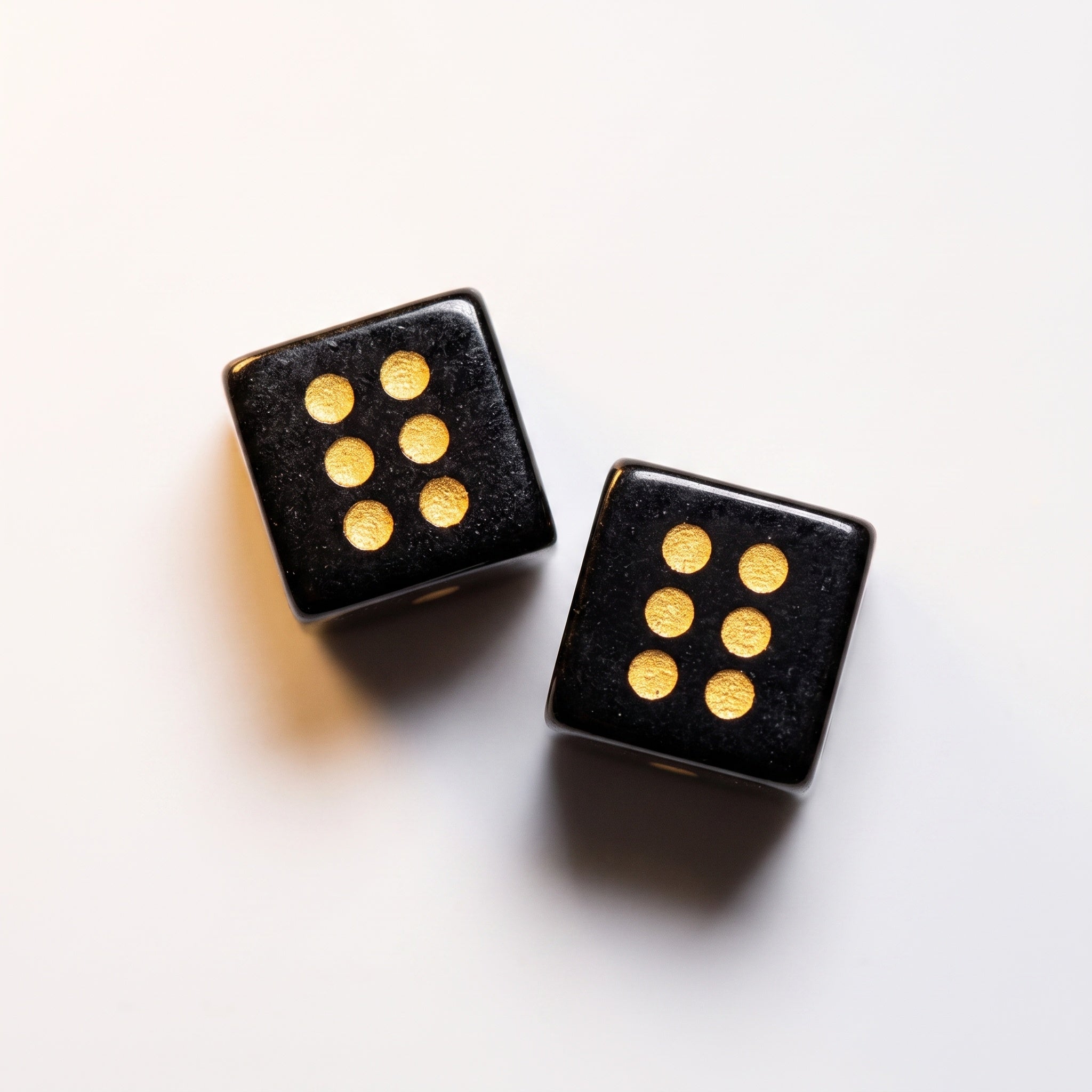 Set of 2 Mahjong Dice - Natural Gemstones obsidian