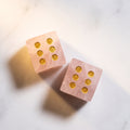 Set of 2 Mahjong Dice - Natural Gemstones Rose Quartz