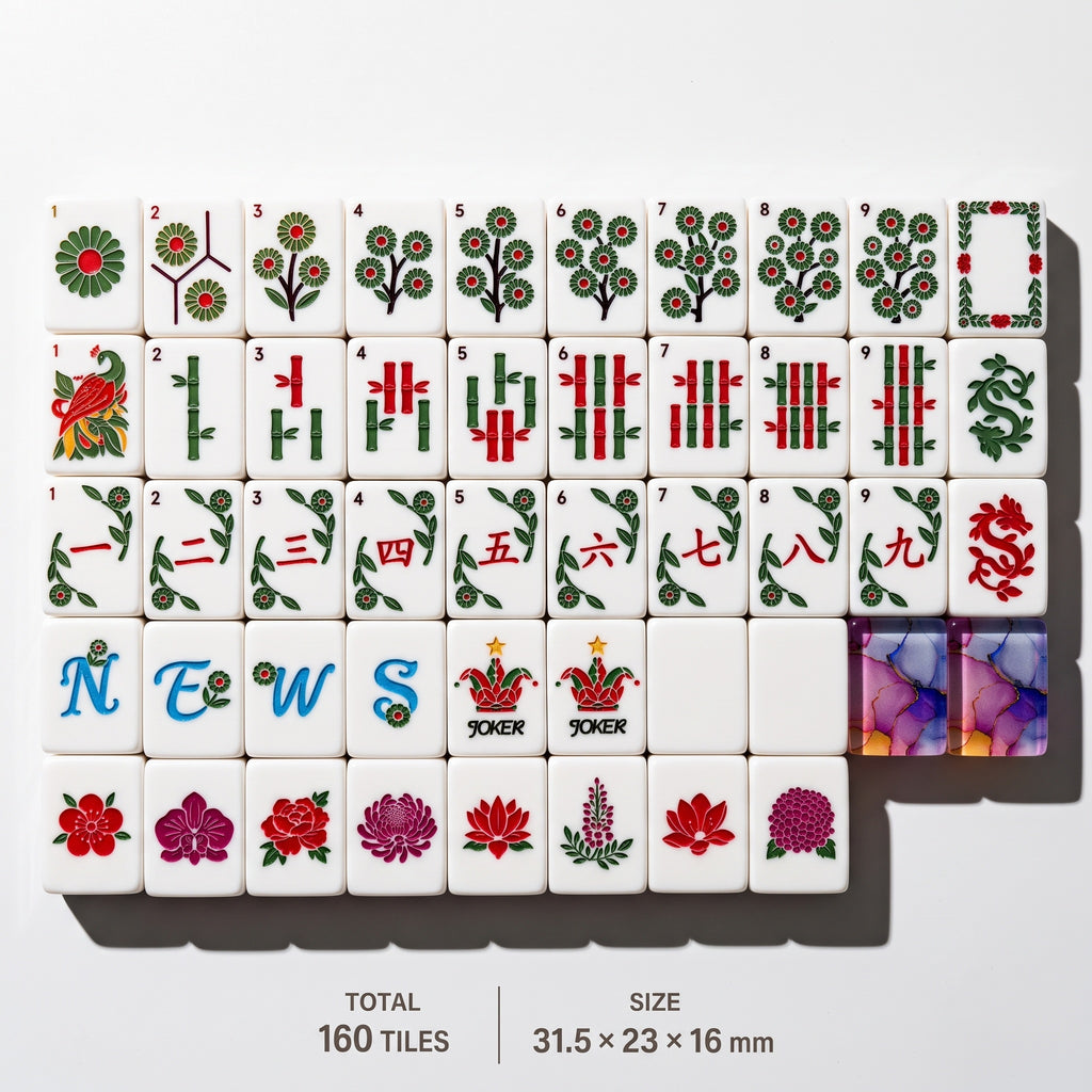 Mahjong Set 160 Tiles | Pastel Watercolor Acrylic Tiles | Pink Purple Orange Floral Design | American Mahjong Gift for Game Lovers