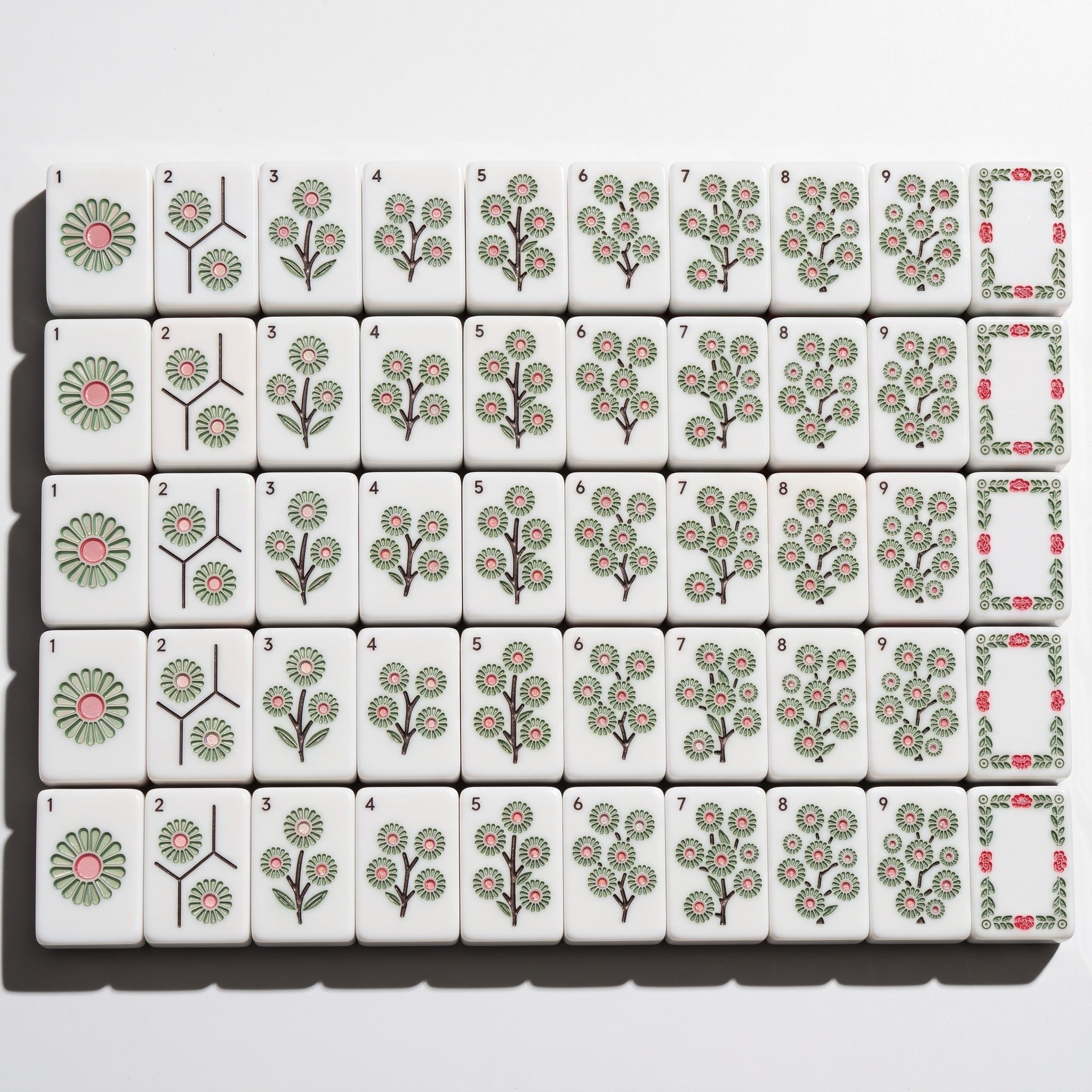 Mahjong Set with Rose Shell Tiles | 160 Piece Floral Pearlescent American Mah Jongg | Soft Pink Game Night Gift for Her