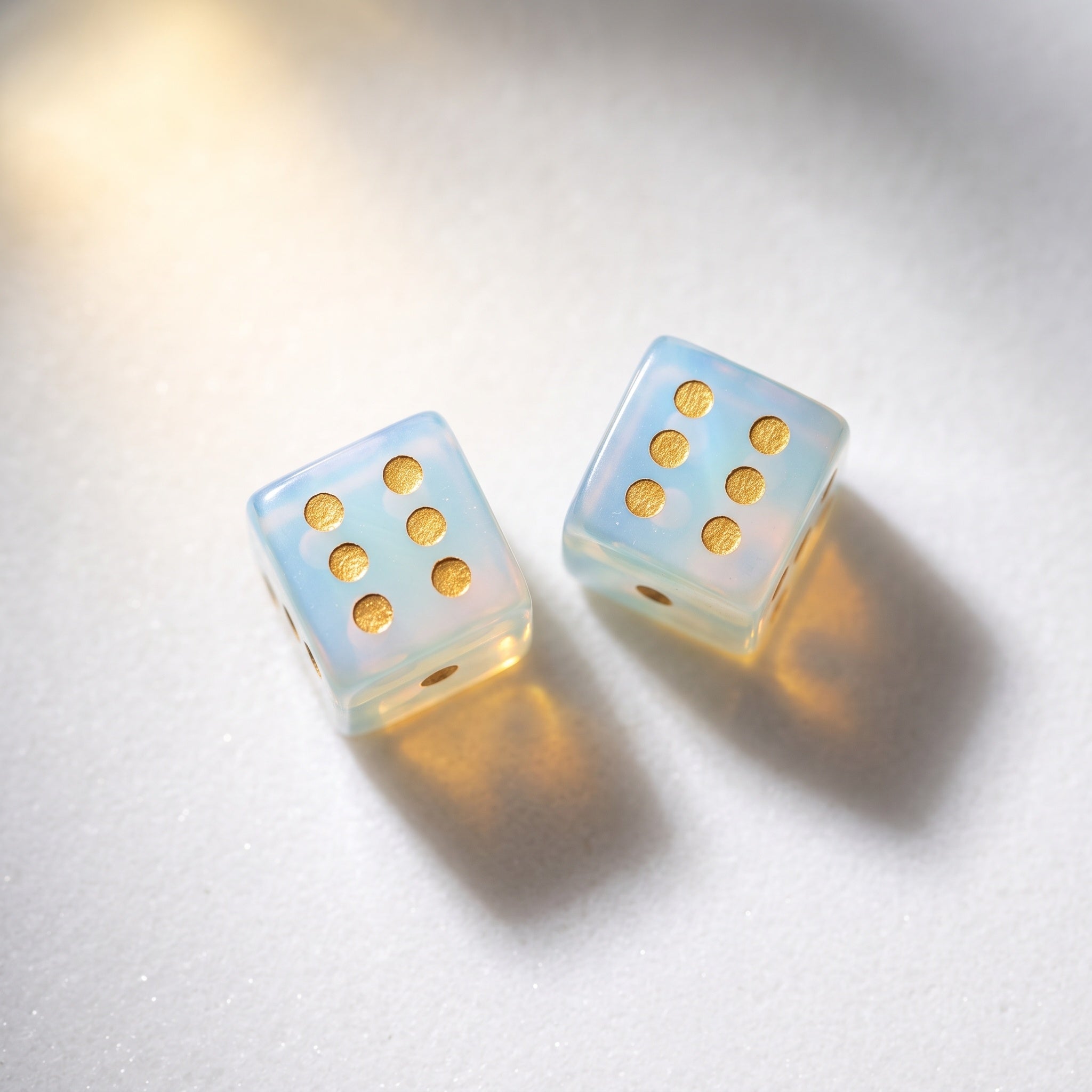 Set of 2 Mahjong Dice - Natural Gemstones Opal