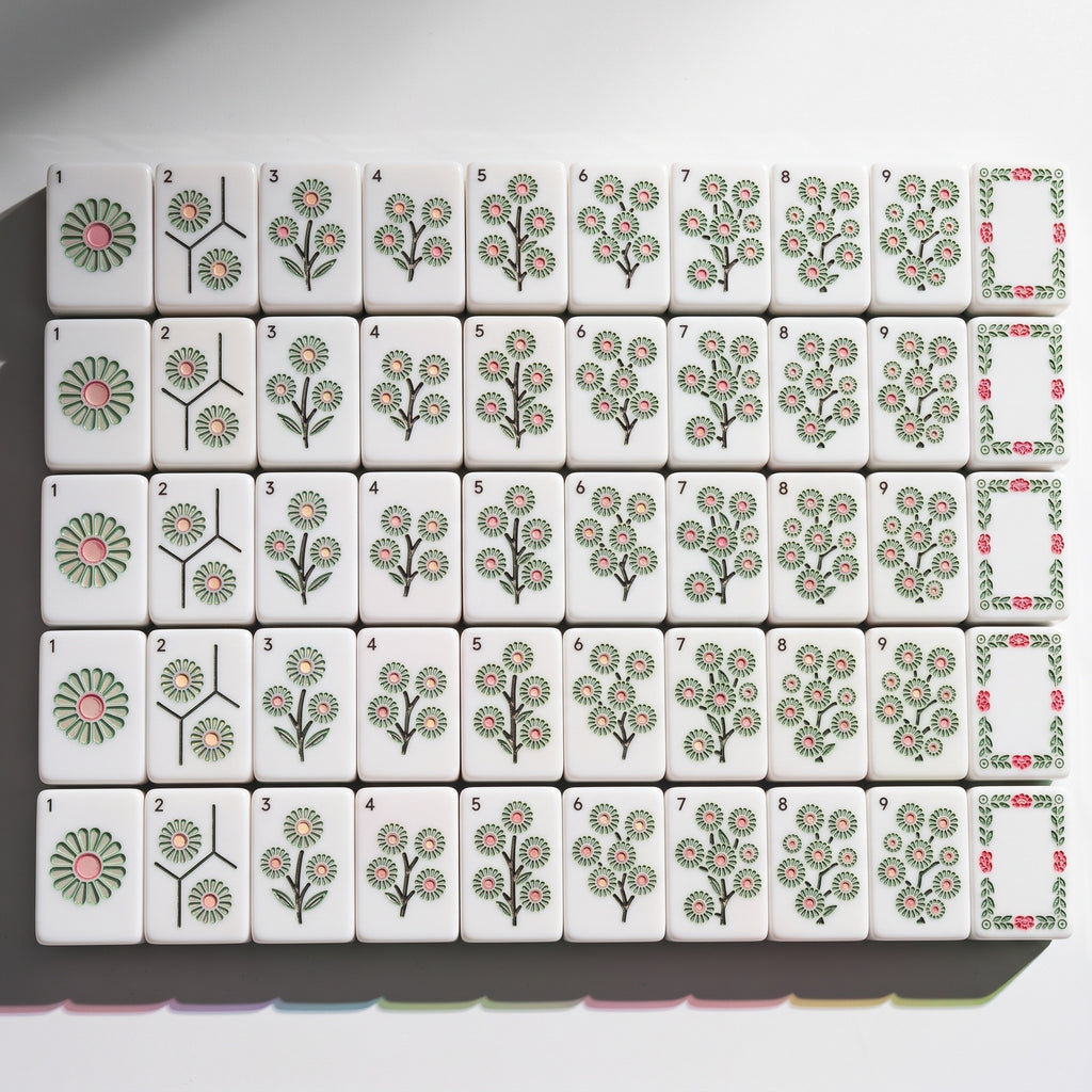 Mahjong Set Crystal Acrylic Tiles | Crystali Pastel Floral Design 160 Piece American Mah Jongg Game