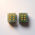 Set of 2 Mahjong Dice - Natural Gemstones Green Dongling