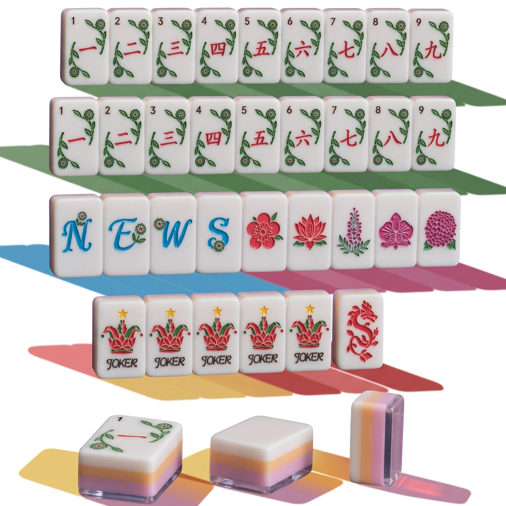 Mahjong Set Crystal Acrylic Tiles | Crystali Pastel Floral Design 160 Piece American Mah Jongg Game