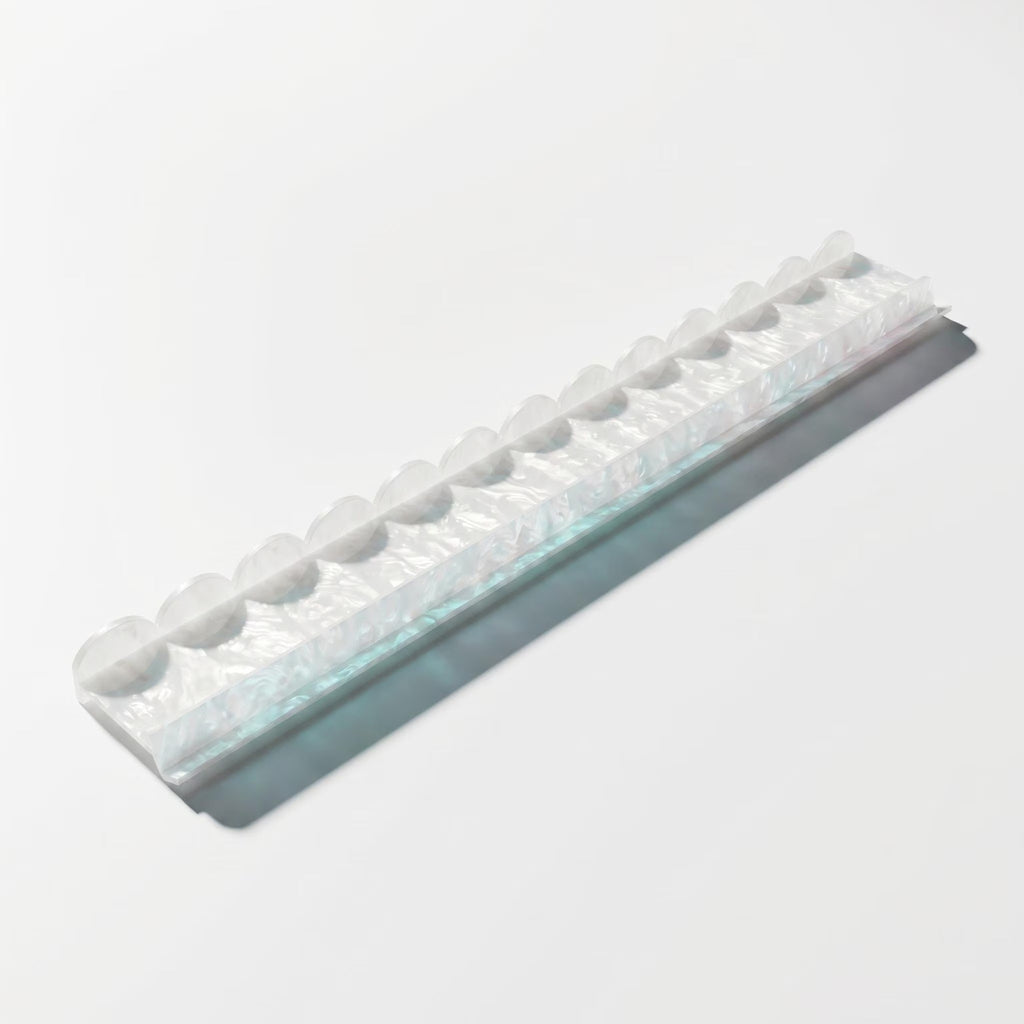 Mahjong 4pc Tile Rack Pearl Acrylic | Scalloped Edge Design | Cloud Pattern | American Mah Jongg Accessory
