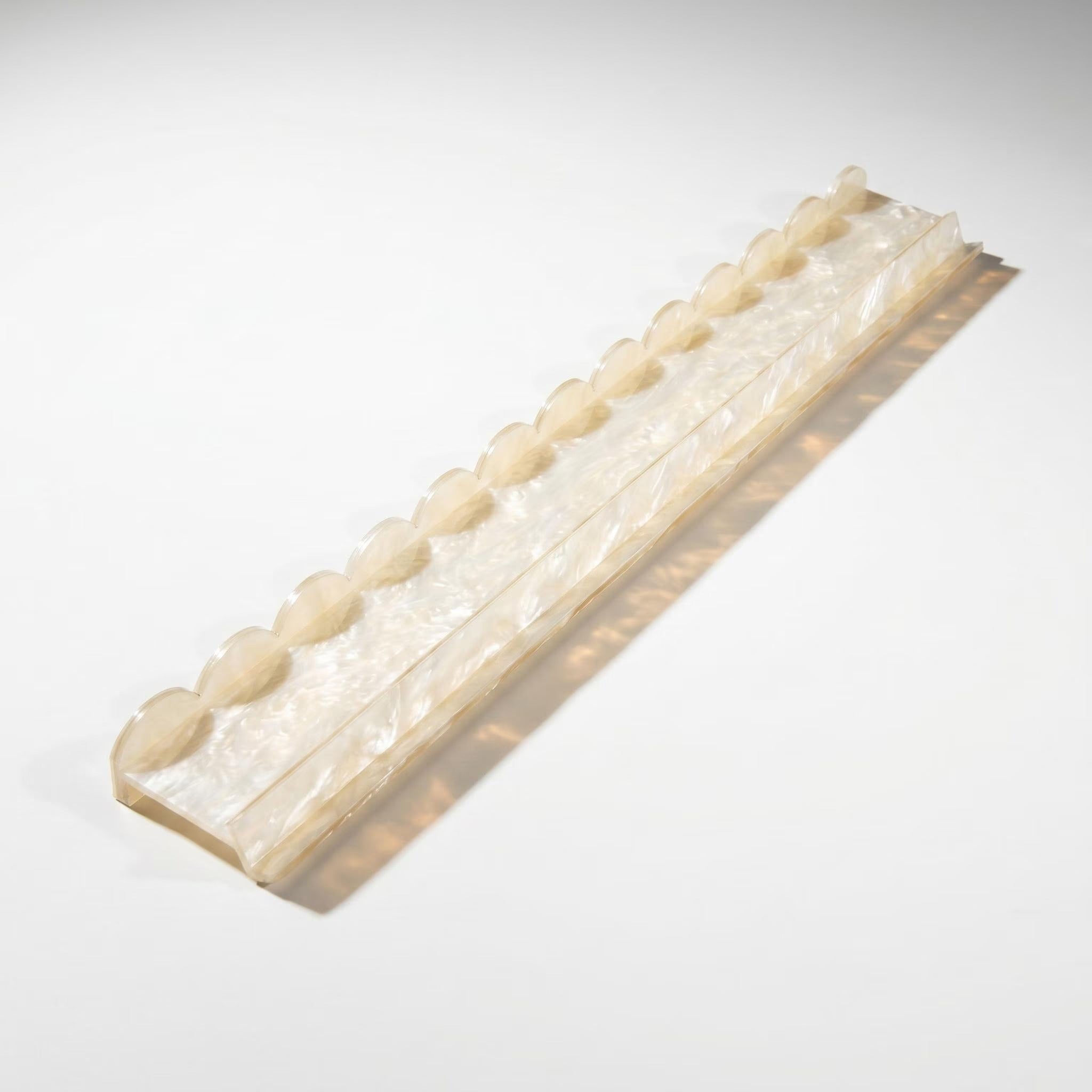 Mahjong 4pc Tile Rack Pearl Acrylic | Scalloped Edge Design | Cloud Pattern | American Mah Jongg Accessory