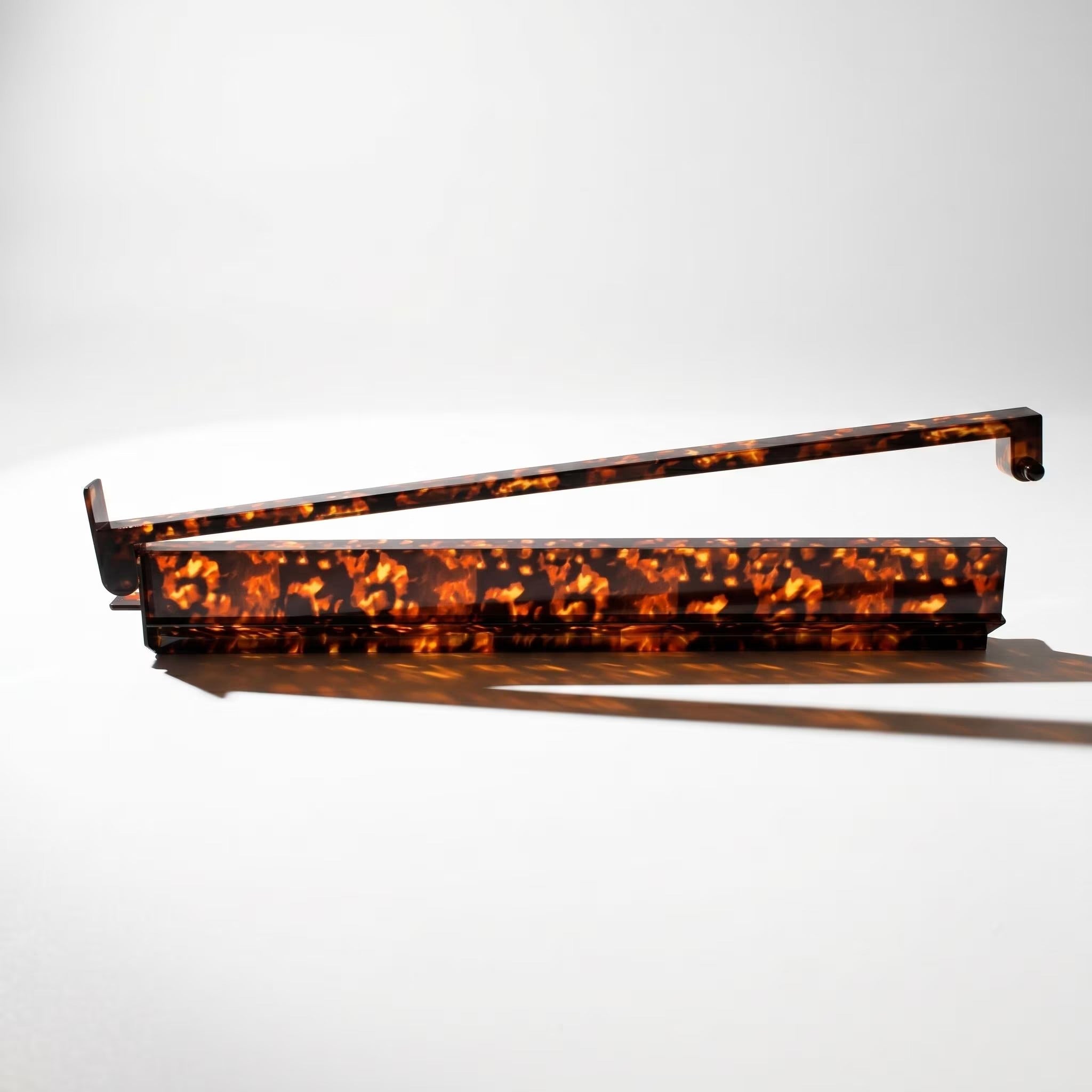 Mahjong Tile Rack Set of 4 | Tortoiseshell Amber Acrylic | American Mah Jongg Organizer | Non-Slip Base