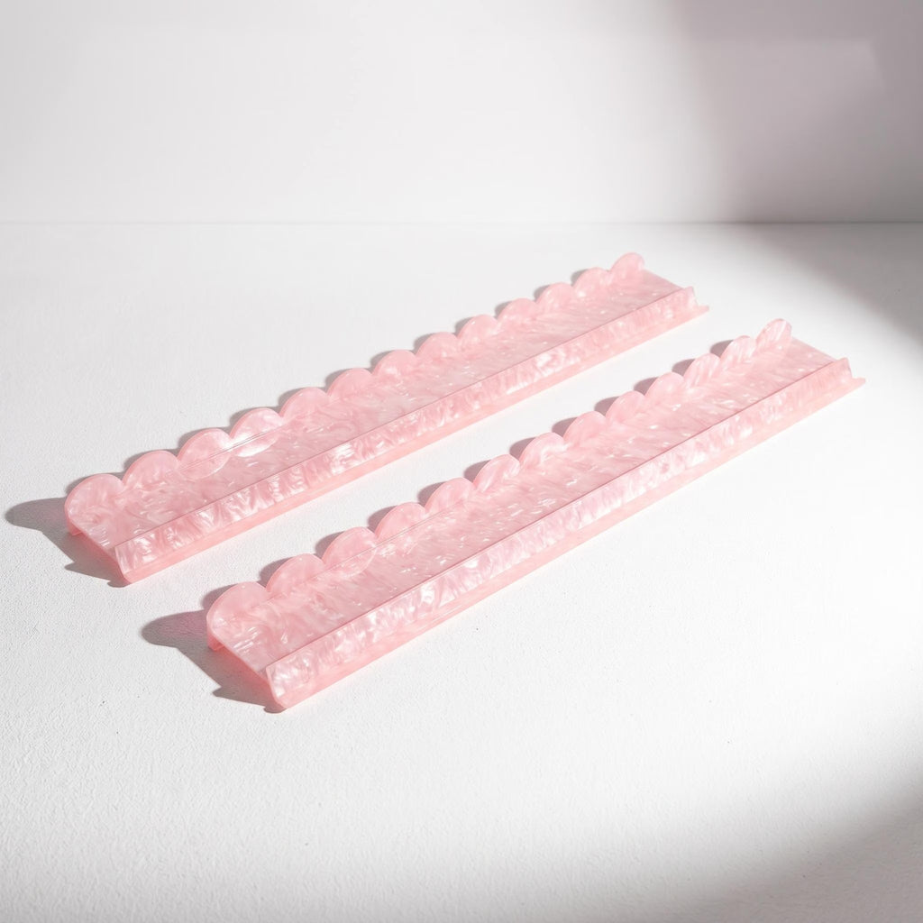 Mahjong 4pc Tile Rack Pearl Acrylic | Scalloped Edge Design | Cloud Pattern | American Mah Jongg Accessory